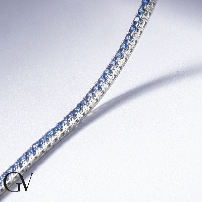 Bracelet Tennis or blanc 18k avec saphirs bleus 3.96 ct