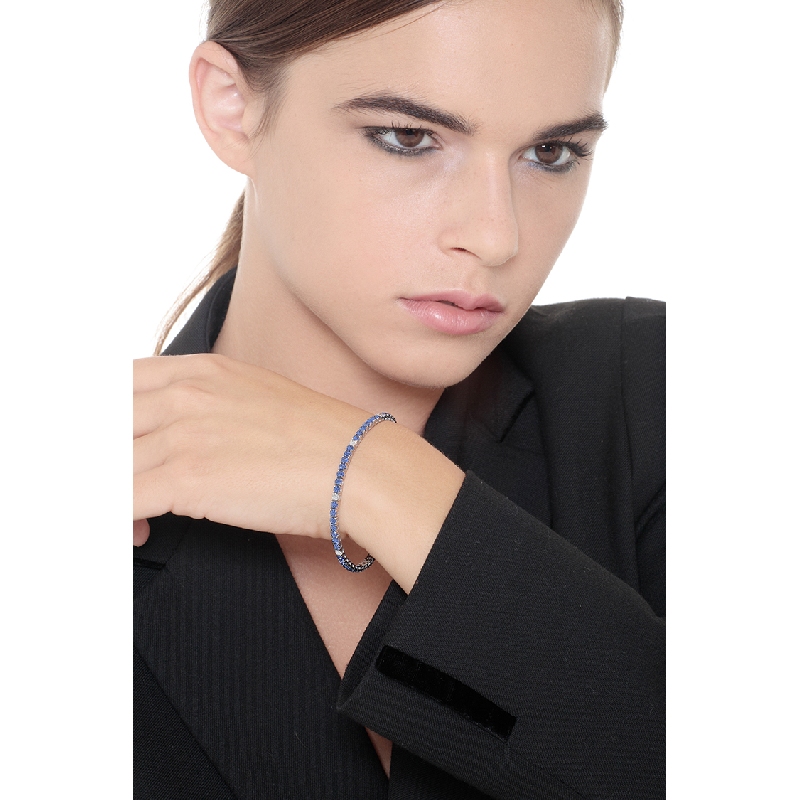 Bracelet riviere en Or Blanc 18k avec Saphir Bleu