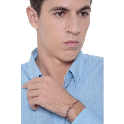 Bracelet Tennis Or Blanc 18k et Rubis