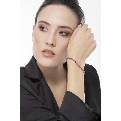 Bracelet Tennis Or Blanc 18k et Rubis