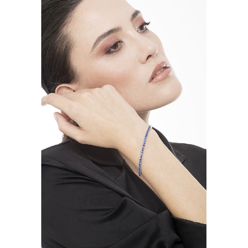 Bracelet Tennis en Or Blanc 18k avec Saphirs 