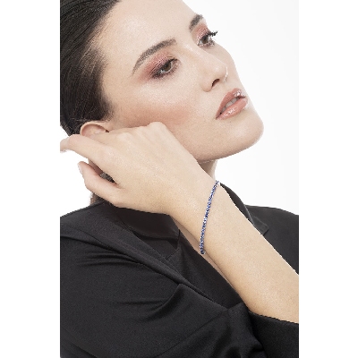 Bracelet Tennis en Or Blanc 18k avec Saphirs 