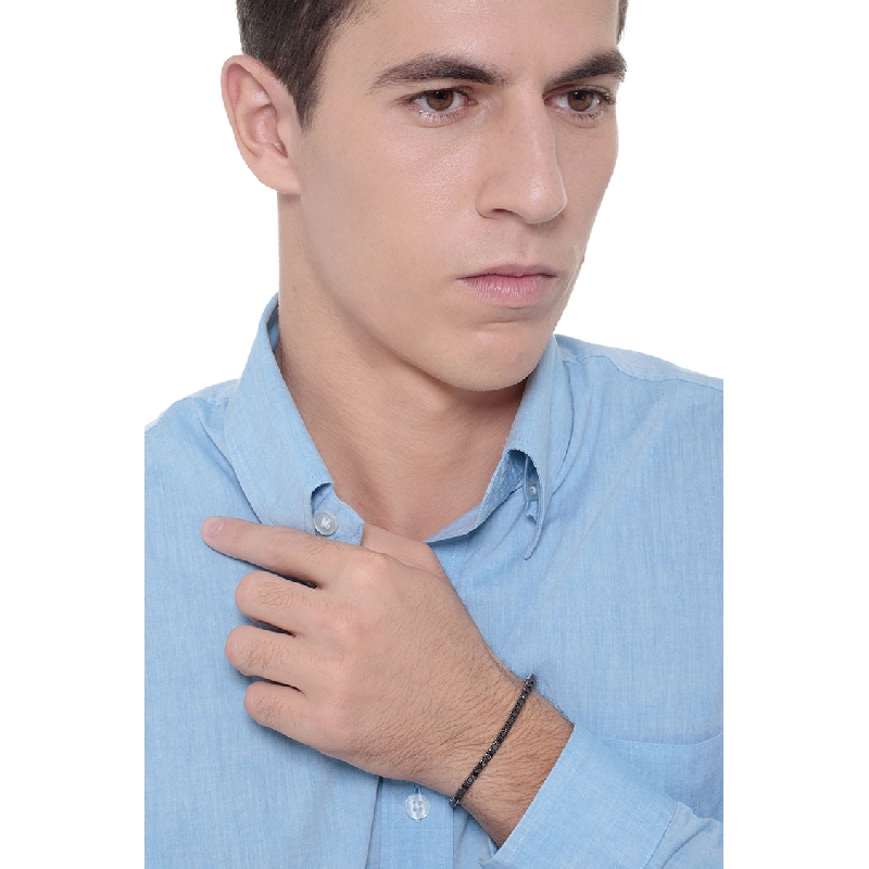 Bracelet tennis en or blanc 18k avec diamants noirs