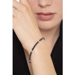 Bracelet tennis en or blanc 18k serti de diamants noirs alternés avec des diamants  2