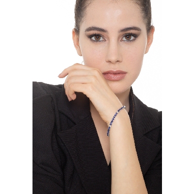 Bracelet Riviere Or Blanc 750 & Saphirs Bleus