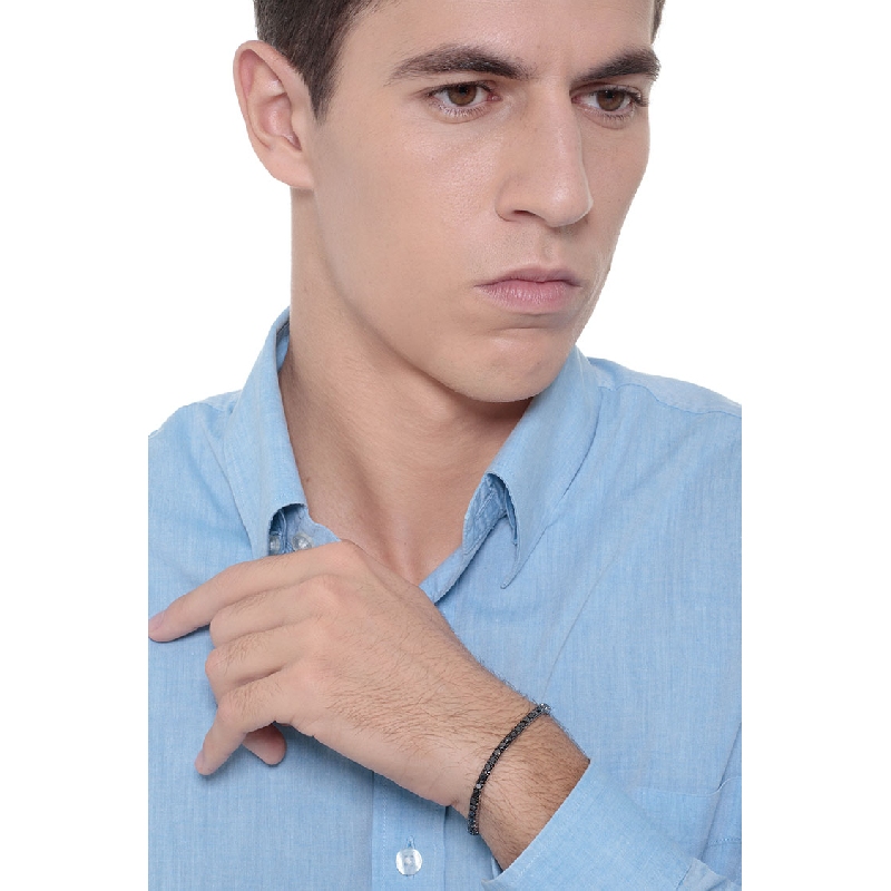 Bracelet tennis homme et femme en or blanc 750  diamants noirs