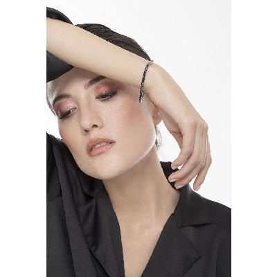 Bracelet tennis homme et femme en or blanc 750  diamants noirs