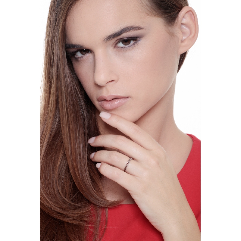 Bague Eternity en or blanc avec diamants cognac