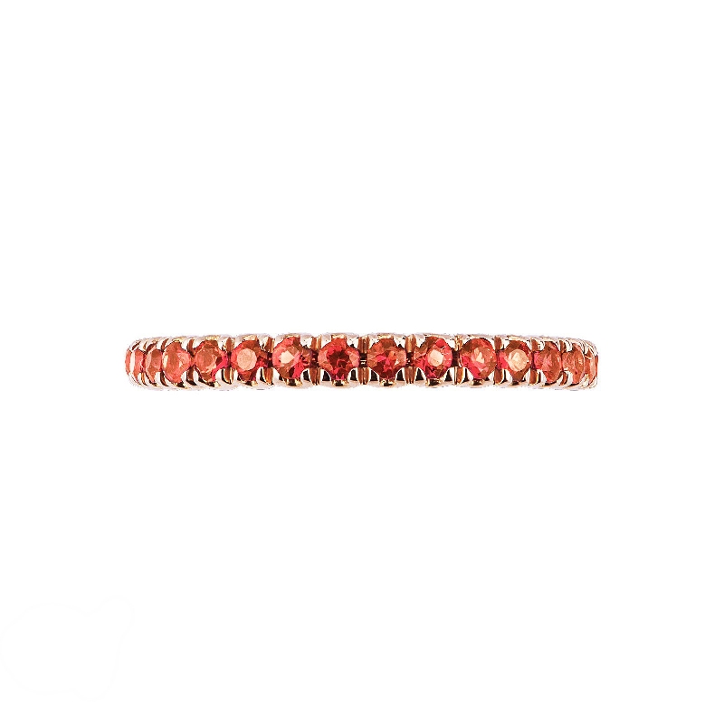Bague eternity fine en Or Rose 18k avec saphirs orange