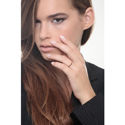 Bague d’éternité à griffes en Or Rose 18k et diamants couleur cognac