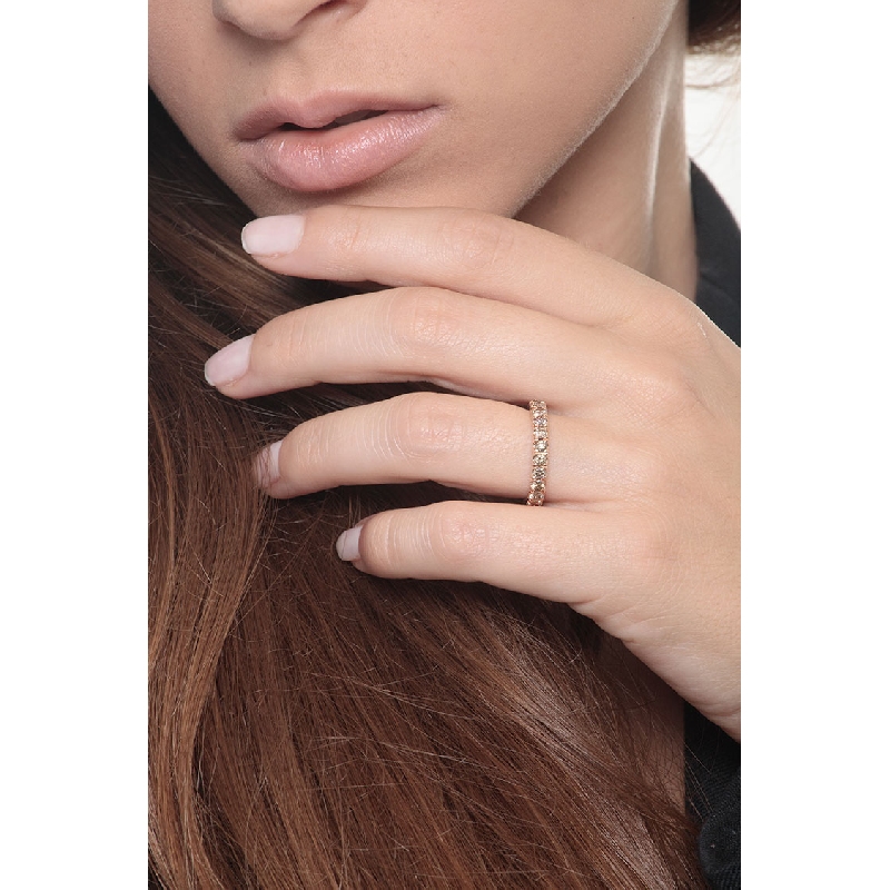 Bague Eternity en or rose 18k avec diamant brown