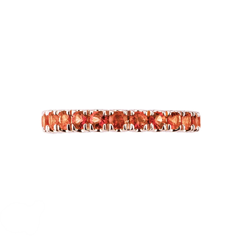 Bague Eternity en or rose 18k avec saphirs orange et diamants