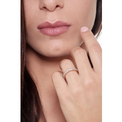 Bague d'éternité griffe en or rose et diamants 2