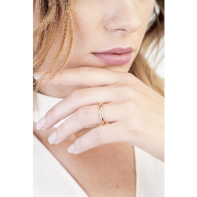 Alliance matrimoniale Unoaerre en Or Rose 18k design intemporel 3,6 mm