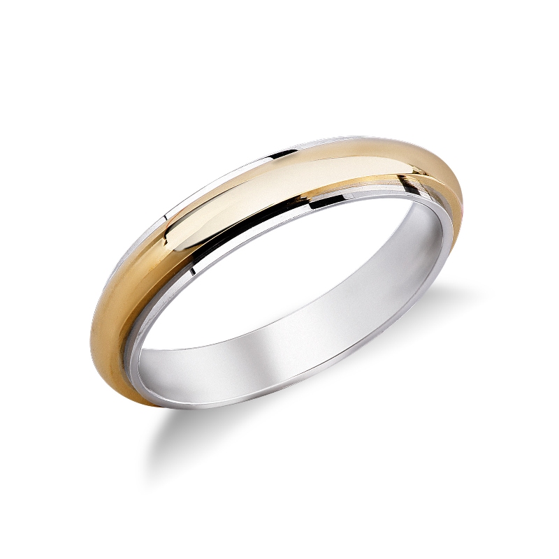 Alliance de mariage en or jaune et blanc 18k