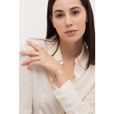 Bracelet semirigide en or rose avec diamants