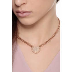 Collier Gourmette Or Rose 18k & Pendentif Cœur Pavé Diamants 2