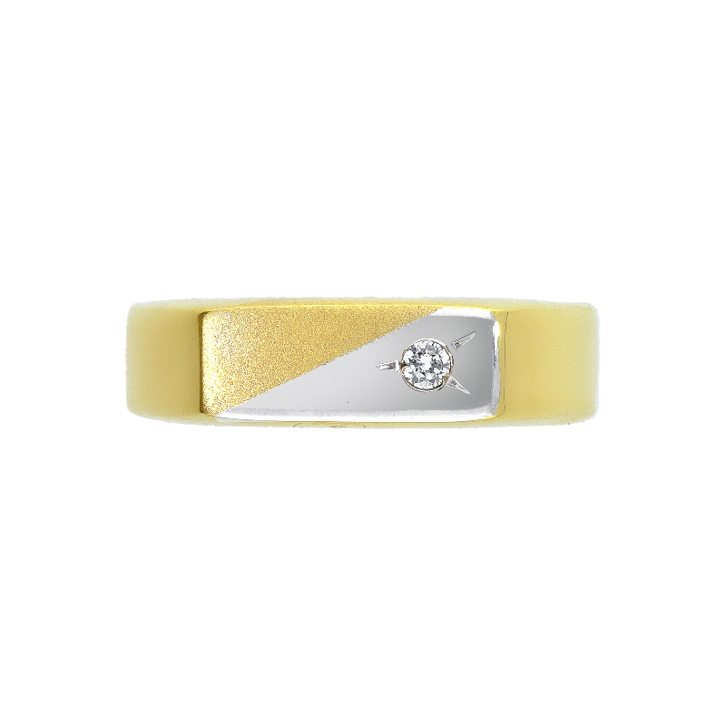 Bague en or jaune et blanc 18k avec zircon