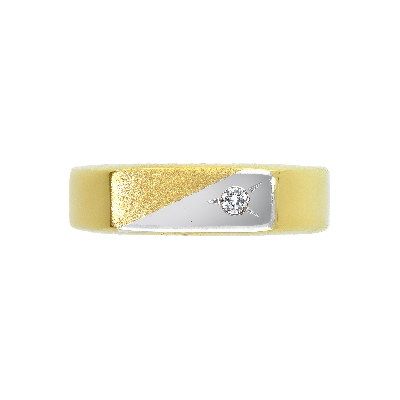 Bague en or jaune et blanc 18k avec zircon