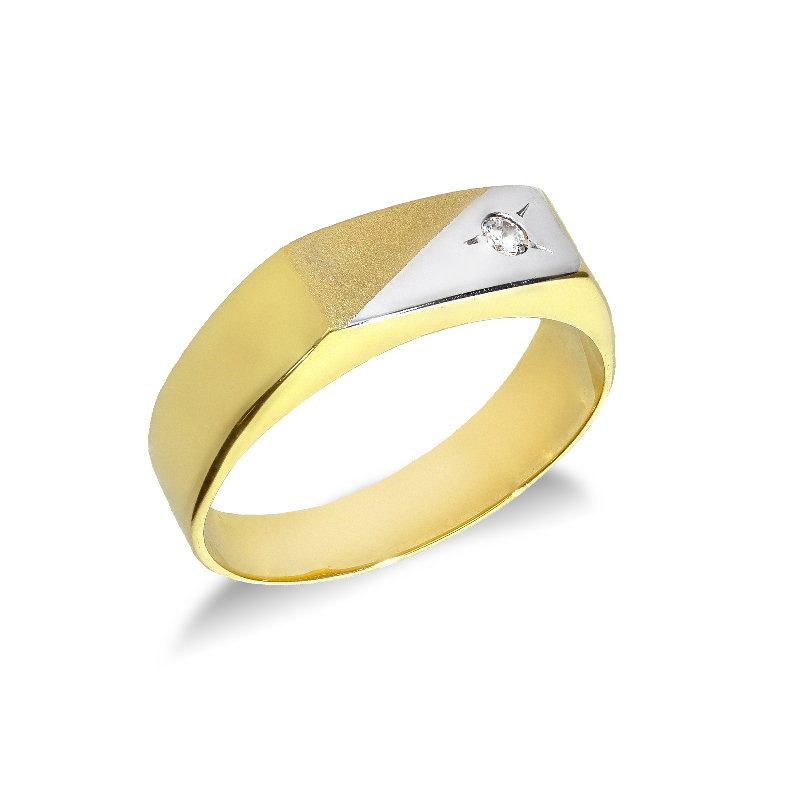 Bague en or jaune et blanc 18k avec zircon