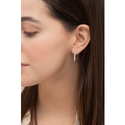 Boucles d’Oreilles Ovales Or Blanc 18k avec Diamants 2