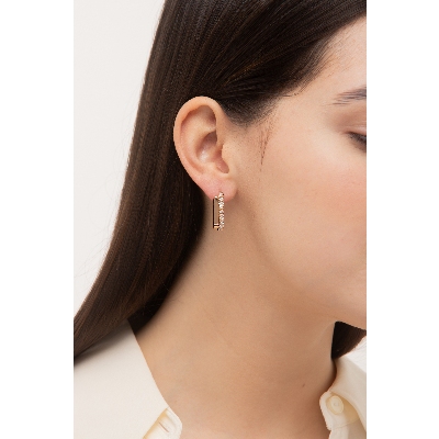 Boucles d’oreilles semi rectangulaires en or rose 18k avec diamants
