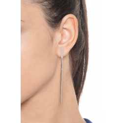 Boucles d’oreilles barrettes or blanc 18K diamants brillants 2