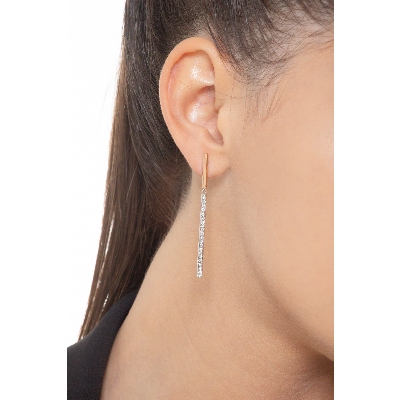 Boucles d’oreilles pendantes barrettes en or rose et blanc 18k