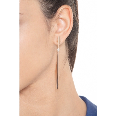 Pendantes barrettes en or rose et blanc 18k avec diamant