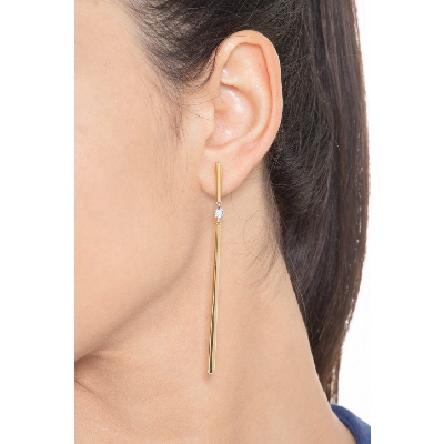 Boucles d’oreilles barrettes en or jaune et blanc 18k avec diamant