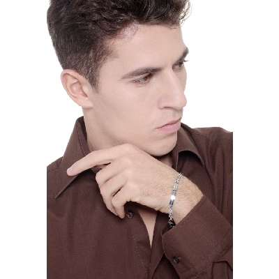 Bracelet homme en or blanc 18k avec plaques 