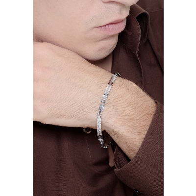 Bracelet homme en or blanc 18k avec plaques 