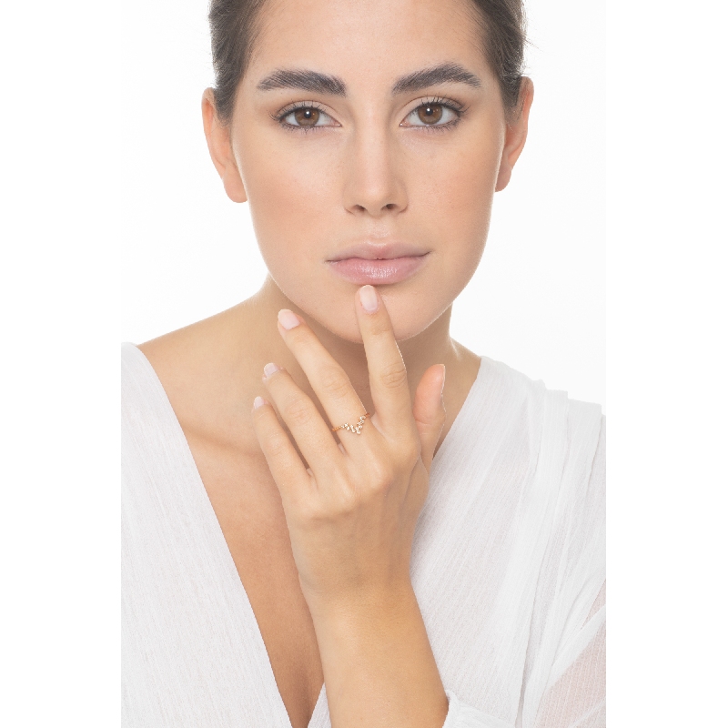 Bague V or rose 18k avec diamants