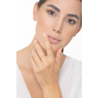 Bague ouverte or rose 18k avec croix en diamants