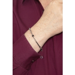 Bracelet en or blanc 18k avec barrette et zircons noirs 2