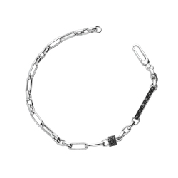 Bracelet en or blanc 18k avec barrette et zircons noirs