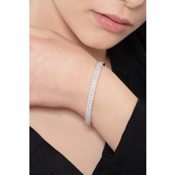 Bracelet rigide en or blanc 18k double rangee de diamants 2