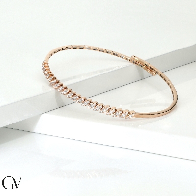 Bracelet ressort en or rose 18k avec diamants 