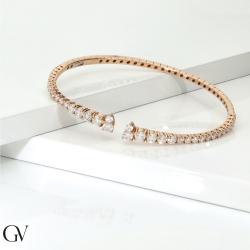 Bracelet rigide en or rose avec diamants, diamètre 6 cm 2