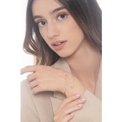 Bracelet semi rigide en or rose 18k avec gouttes et diamants