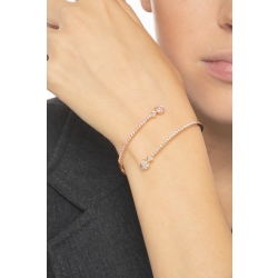 Bracelet Semi Rigide en Or Rose 18K avec Cœurs Diamants et Saphirs Roses 2