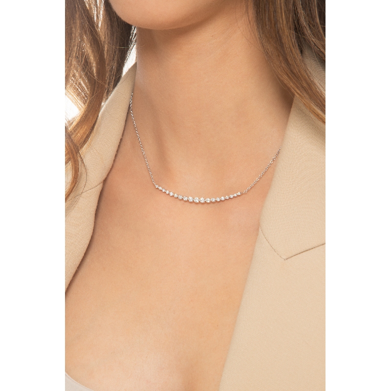 Collier ras du cou en Or 750 avec maillon diamant