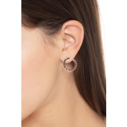 Boucles d’oreilles en or rose 18 carats avec diamants noirs et blancs 2