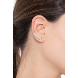 Boucle d'oreille unique droite en or blanc 18 carats avec diamants 2
