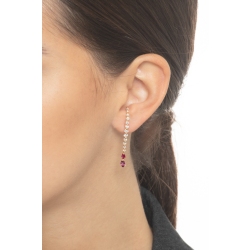 Boucles d’oreilles en or rose 18k avec pendants en rubis et diamants 2