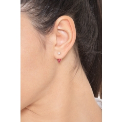 Mono boucle d’oreille en or blanc 18k rubis et diamant 2