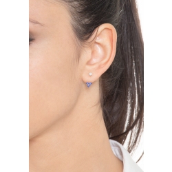 Mono boucle d’oreille en or blanc 18k avec saphirs bleus et diamant 2