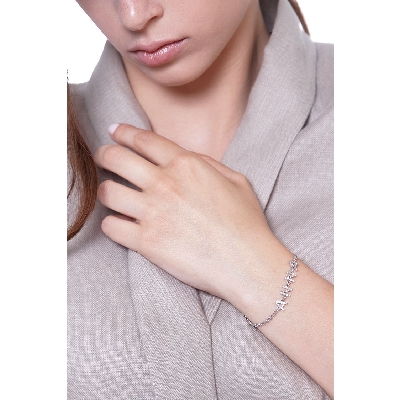 Bracelet personnalisé prénom ANNA en or blanc 750 et diamants 