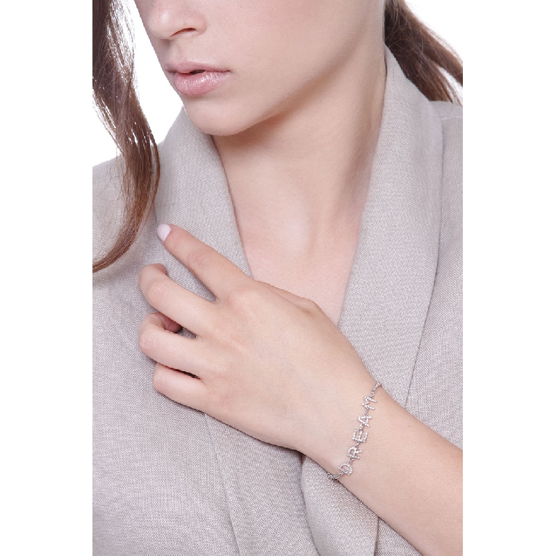 Bracelet personnalisé  DREAM  en or blanc 750 et diamants 