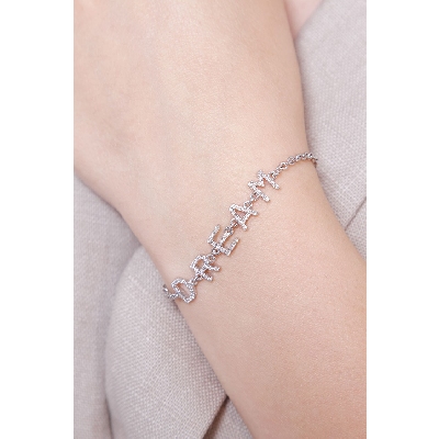 Bracelet personnalisé  DREAM  en or blanc 750 et diamants 